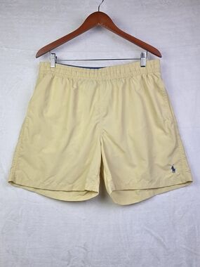 Polo Ralph Lauren Men's Swim Trunks Size L Yellow Nylon Elastic Waist Pony Logo